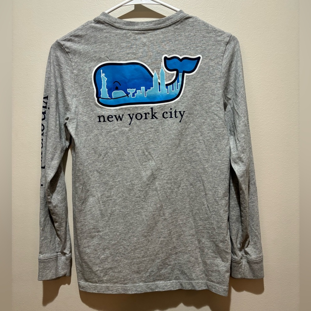 Vineyard Vines Boys New York City Long Sleeve Pocket Tee, M (12-14)